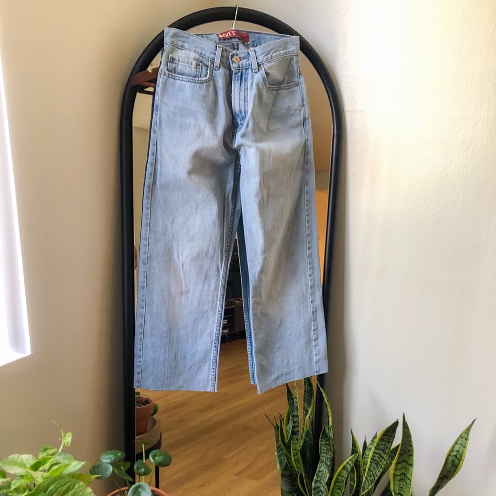 Levi’s cropped high rise kick flare jeans
